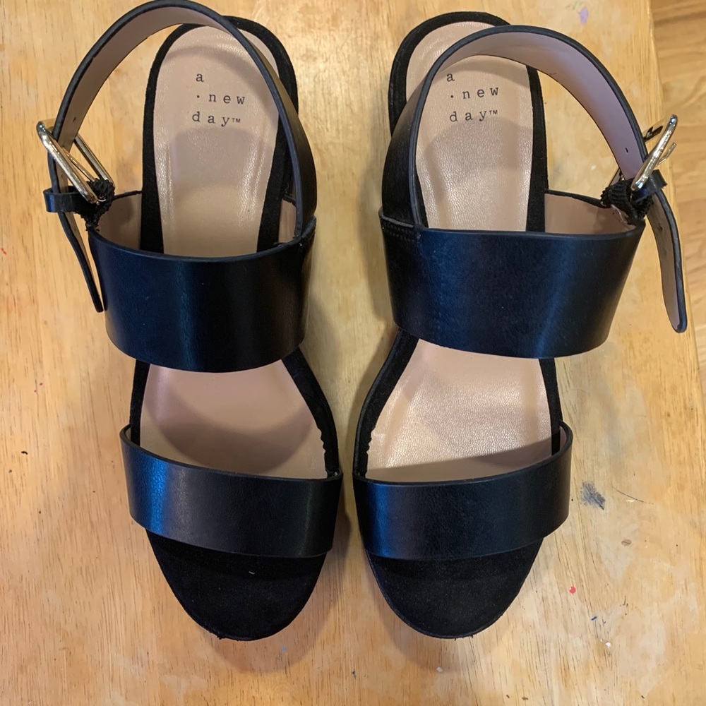 Black velvet platform heels